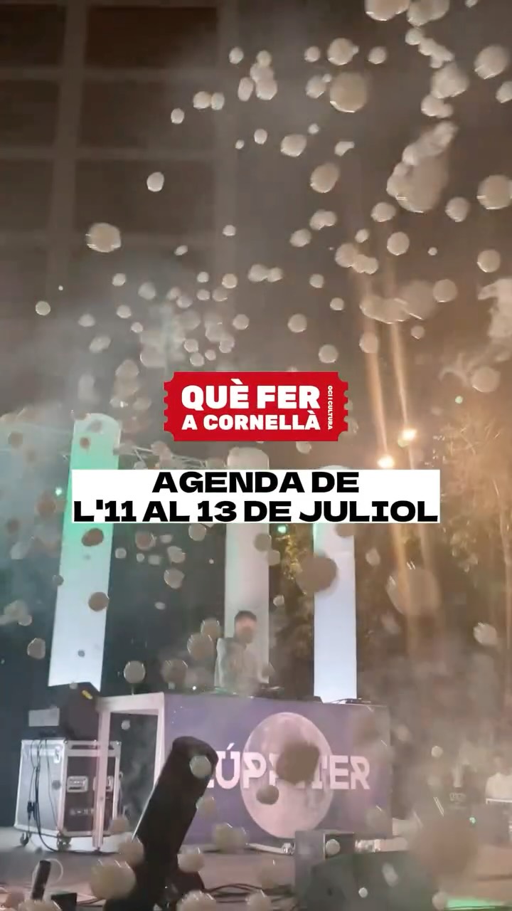 📝 AGENDA de les activitats culturals i familiars a fer a #Cornellà del divendres 11 al diumenge 13 de juliol!

☔️ Davant la previsió de pluges d'aquest cap de setmana, recomanem que estigueu atents a les nostres xarxes en cas d'haver de suspendre alguna activitat.

#nitsestiucornella2025 #cornellà #cornella #cornellàdellobregat #cornelladellobregat #ajuntamentcornella #queferacornella #culturacornella #queferenfamilia