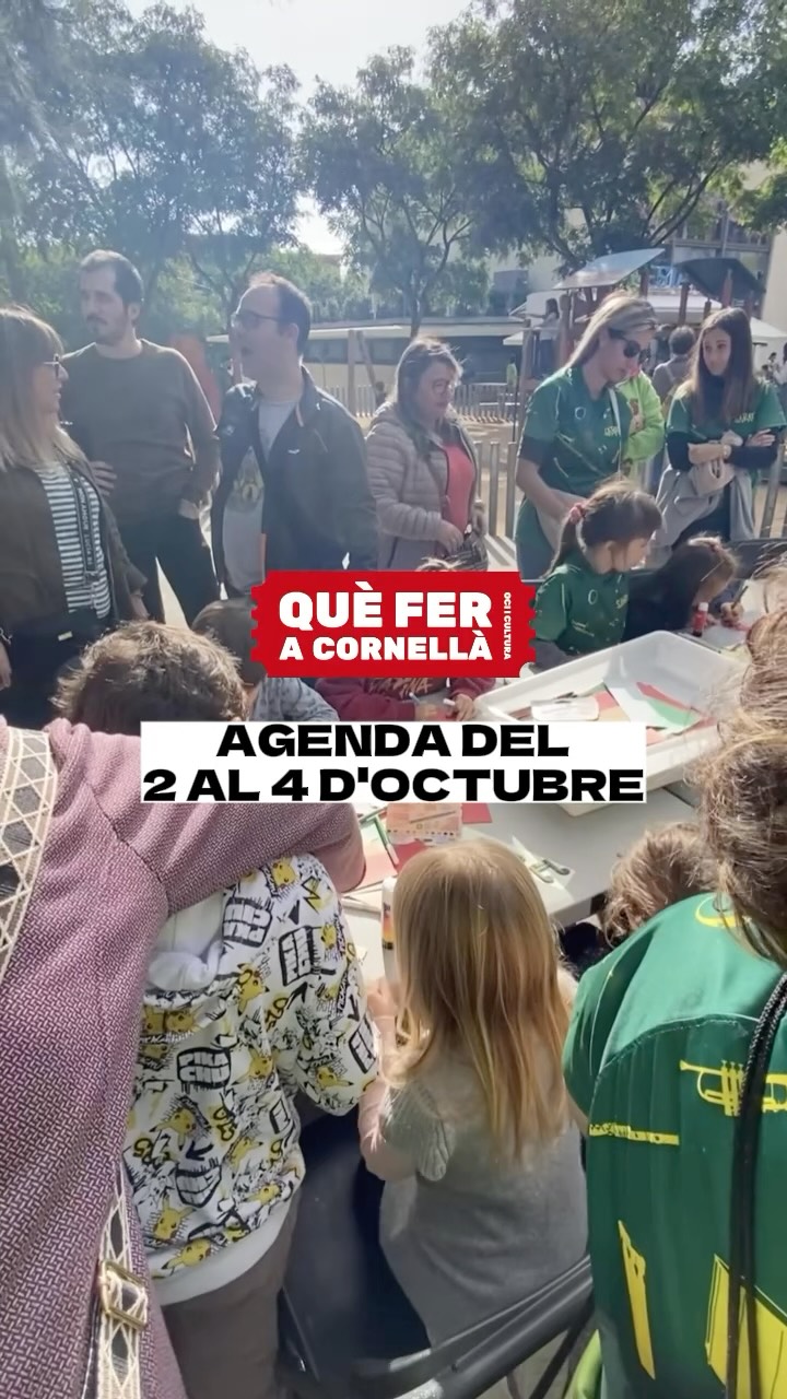 📝AGENDA de les activitats culturals i familiars a fer a #Cornellà del 2 al 4 de octubre!

#queferacornella #cornelladellobregat #cornella #ajuntamentcornella