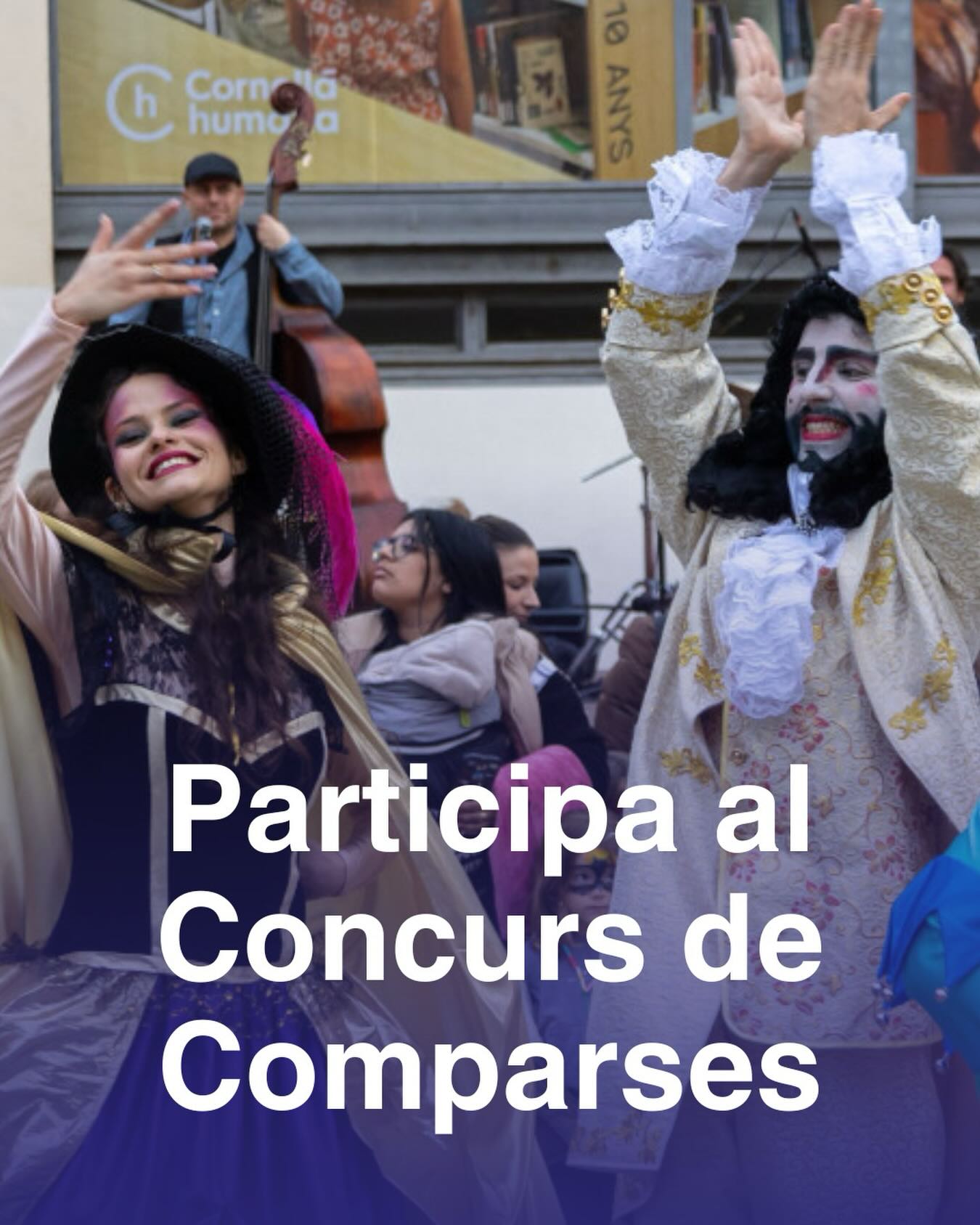 🎭Voleu participar al cercavila i Concurs de comparses de Carnestoltes? Doncs ja estan obertes les inscripcions!

Des d’avui dilluns 12 i fins al divendres 30 de gener (ambdós inclosos), tots aquells 👯‍♂ grups i col·lectius que vulguin, poden formalitzar la inscripció per participar al Gran Cercavila i Concurs de Comparses del Carnaval 2026, que tindrà lloc el dissabte 14 de febrer a Cornellà, a les 18 h. 🥳

ℹ Cal presentar el full d’inscripció i el llistat de participants, que es pot descarregar al web municipal, i fer la inscripció telemàtica a través de https://seuelectronica.cornella.cat

#Cornellà #cornelladellobregat #ajuntamentcornella #queferacornella #carnestoltes