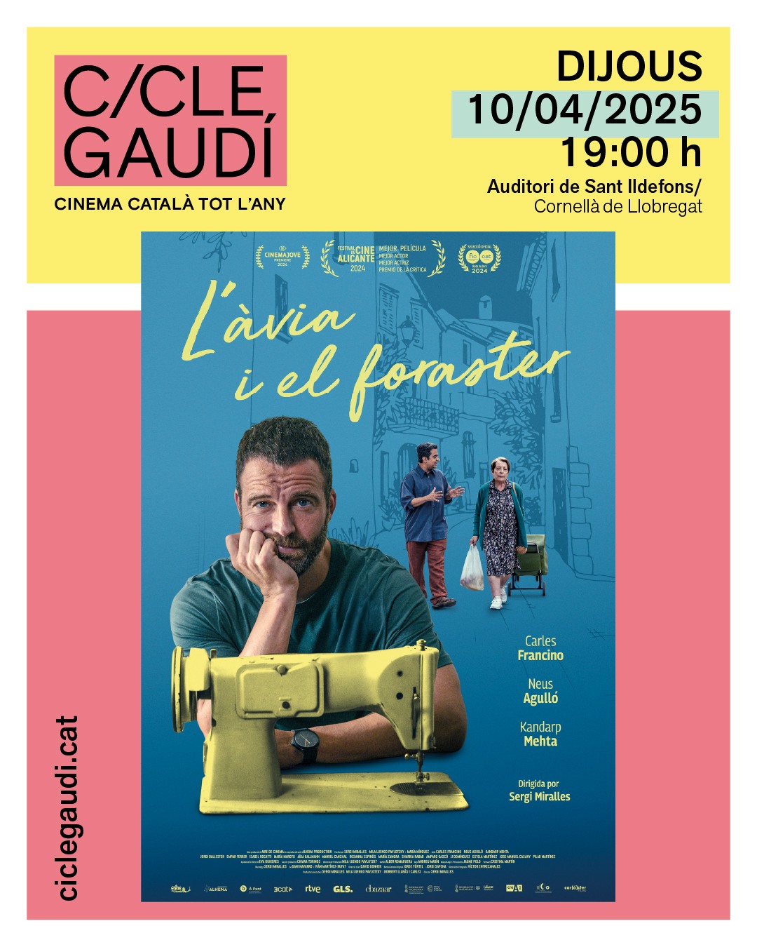 🎥🎥 La pel·lícula del cicle Gaudí del mes d’abril és ✨“L’àvia i el foraster”✨! A Cornellà, la projectarem a l'Auditori de Sant Ildefons, el dijous 10 d'abril, a les 19 h! 

👉 Teresa, la costurera del poble, rep una proposta especial de Samir, el pakistanès de la fruiteria, que en realitat era sastre al seu país. Tots dos col·laboren, però ho han de fer en secret per por del que puguin dir al poble. De sobte Teresa mor i Enric, el seu net que viu a Manchester, torna al poble en plena crisi vital.

🎫🎫 Demana la teva entrada escrivint a infoauditorisi@aj-cornella.cat ☺️

🎥 Cicle Gaudí de cinema, cinema català tot l'any! @ciclegaudi

#culturacornella #cornellà #cornella #cornellàdellobregat #cornelladellobregat #ajuntamentcornella #queferacornella #culturacornella